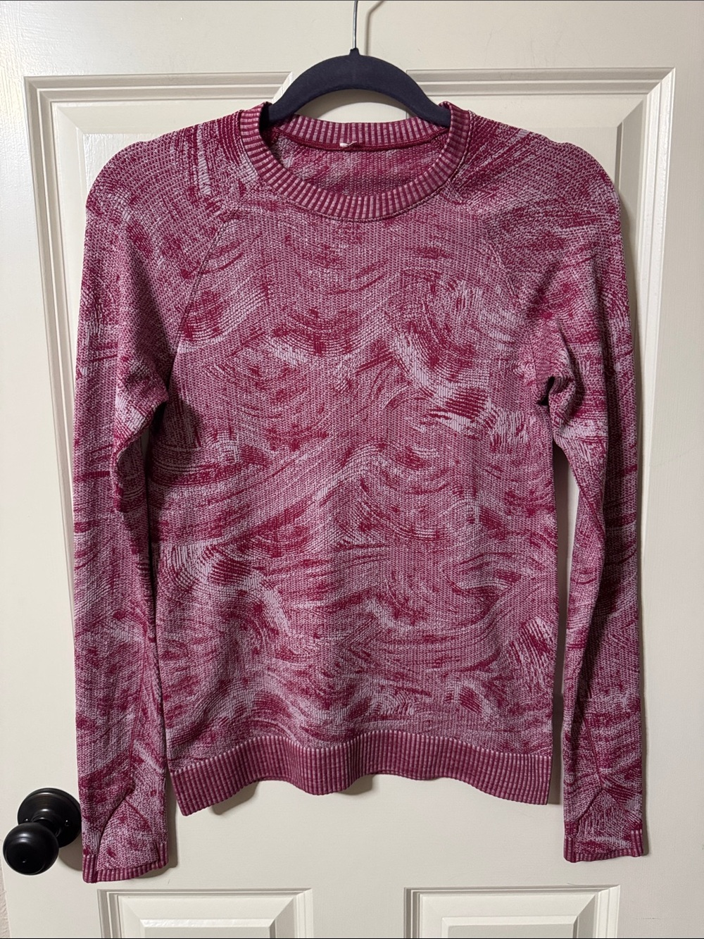 lululemon Rest Less Pullover in the Stratum Overlay Pomegranate/Pink Peony